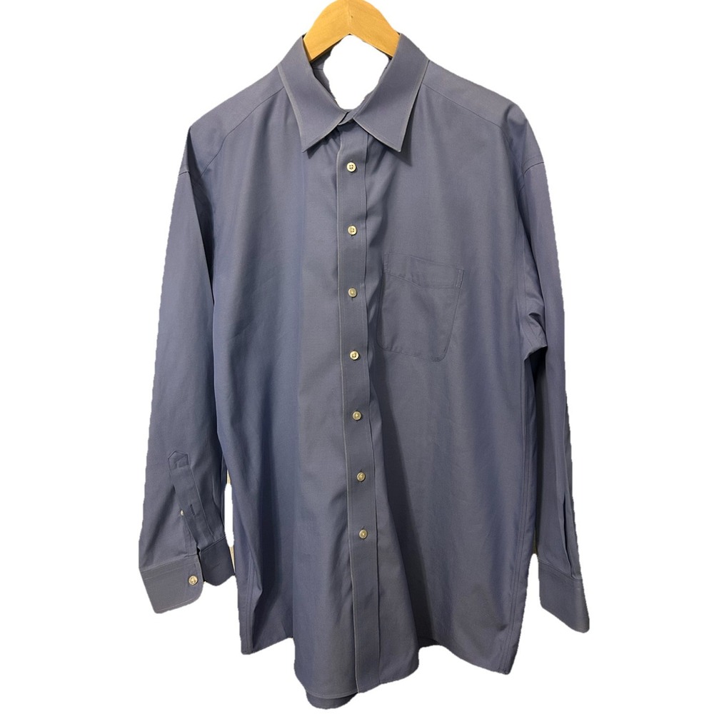 Roundtree & Yorke Men's 17-33 Blue Gold Label Non-Iron Long Sleeve Dress Shirt